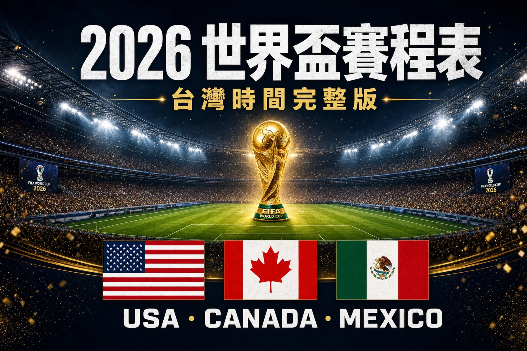 2026世界盃賽程表台灣時間完整版美加墨三國主辦大力神盃球場全景